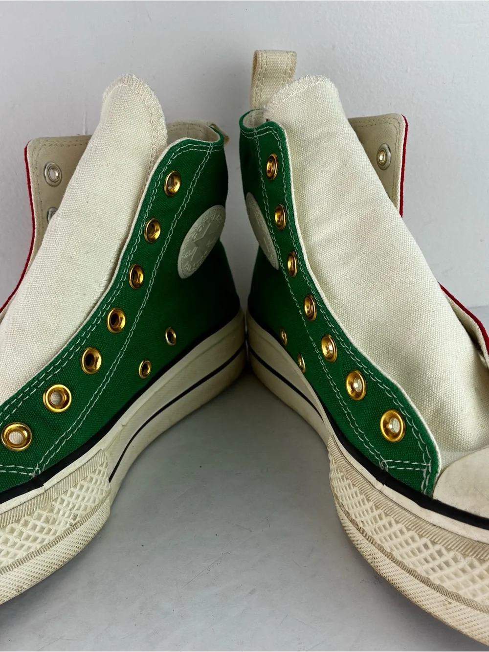 Converse Christmas Red & Green Canvas Platform High Top Sneakers